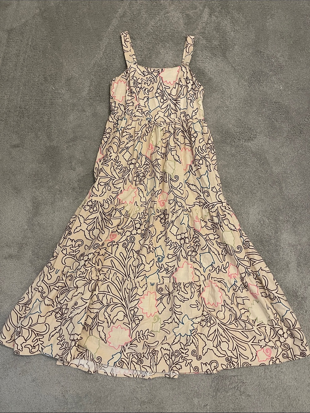 Knox Rose Cream Floral Sundress with Pink & Blue Details